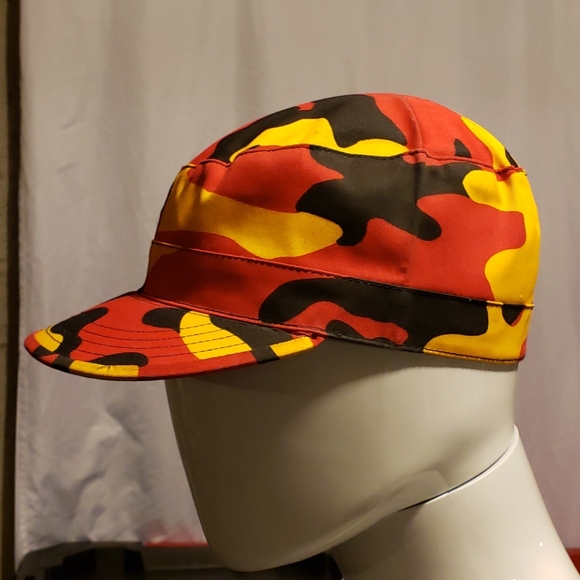 Orange ish/Red Yellow and Black Camo Hat - Picture 2 of 3